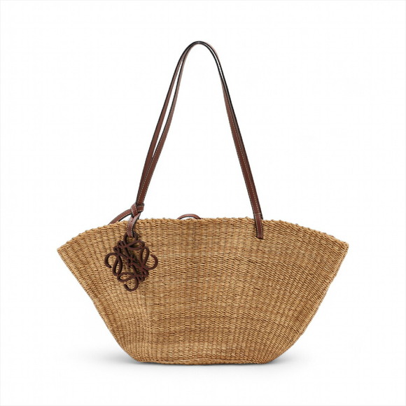 Loewe Handbags - Loewe Shell Basket Elephant Grass Leather Bag Beige Tan Brown